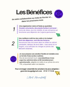 Une organisation claire, suivi des dépenses et recettes de l'entreprises